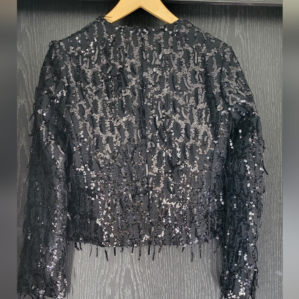 Zara Black Sequin Blazer - Picture 7 of 14